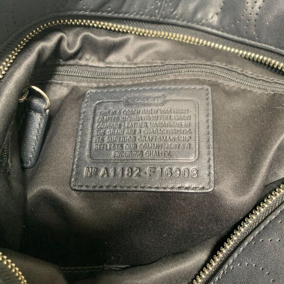 Brooke Perforated Leather Convertible Hobo Shoulder Bag Black 13" x 12" #16908 - Picture 9 of 11